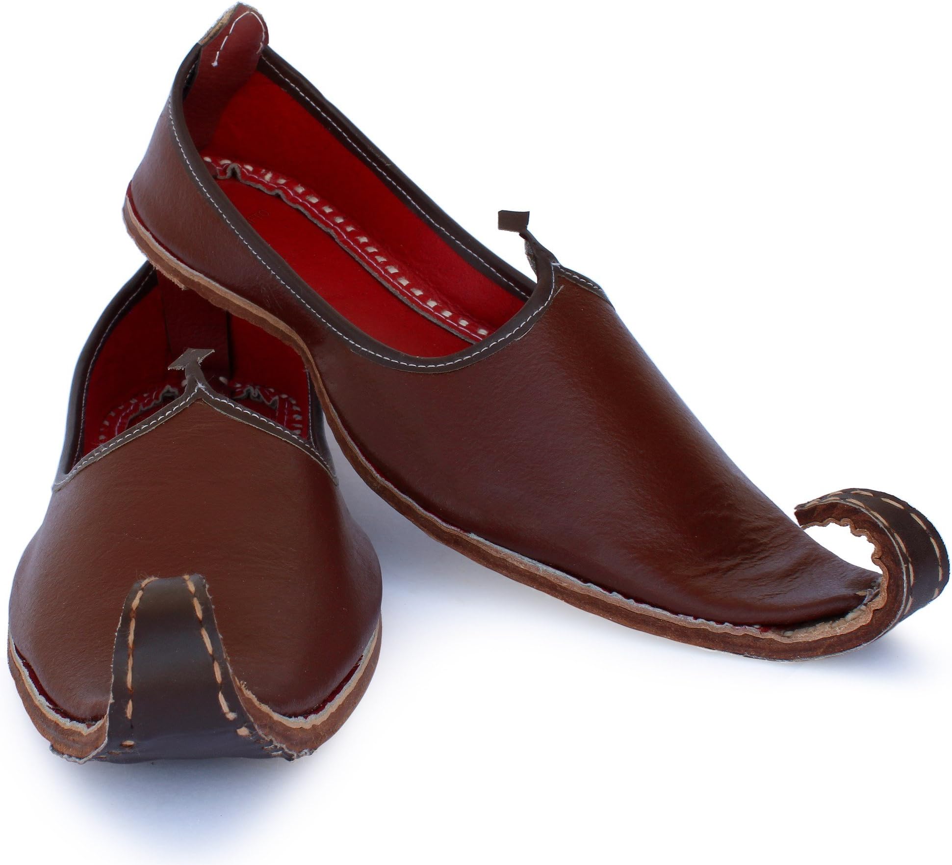 Krafto Men's Maroon Brown Punjabi Leather Khussa Jutti