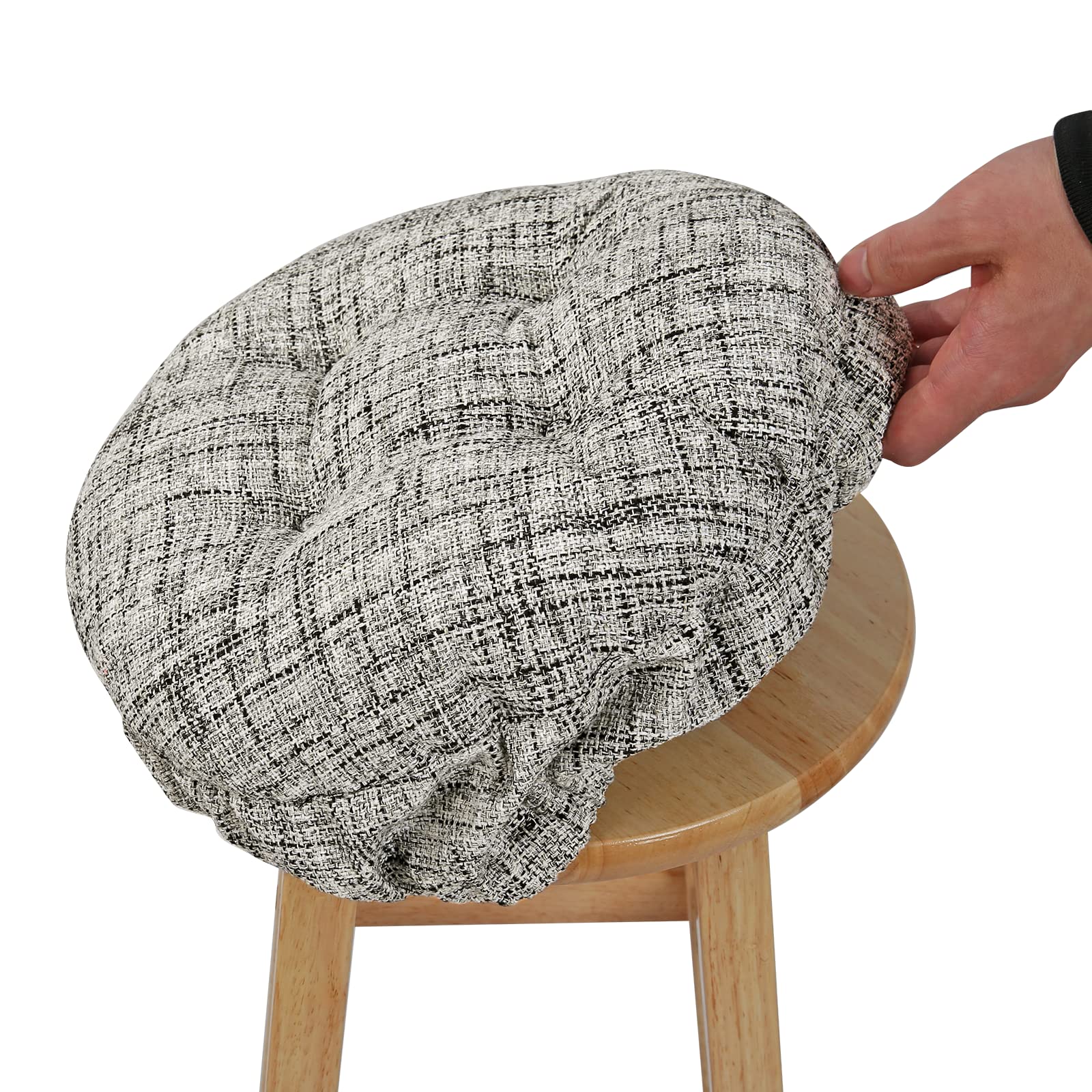 Photo 1 of SINOSSO Modern Bar Stool Cushion Dia.13, Fashion Interweaving Design Anti-Skid Silicone Round Stool Seat Cushion Cover Padded (White, M,1)