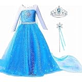 Blue Princess Elsa Dress for Girls Snow Queen Tutu Dress Up Costumes for Kids Girl abi di capodanno fiocco di neve abi natalizi  1501