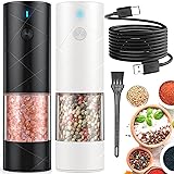 2Pack Electric Salt and Pepper Grinder Set USB