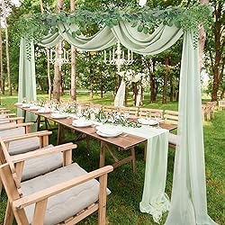 Wedding Arch Draping Fabric, 2 Panels 18FT Sage