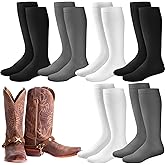 Toulite 6 Pairs Western Boot Socks over The Calf Dress Classic Boot Socks Mens for Valentines Gift