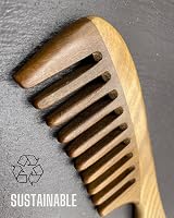 RustiK Sandalwood Wide Tooth Comb Anti Static Detangling Wooden Hair Brush view 2