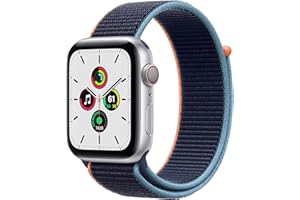 Apple Watch SE (1st Gen) [GPS + Cellular 44mm] Smart Watch w/Silver Aluminum Case with Deep Navy Sport Loop. Fitness & Activi