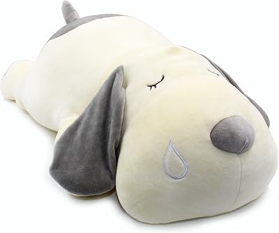 Vintoys Sleeping Dog Hugging Pillow 23.5in Plush Grey Soft Toy Gift