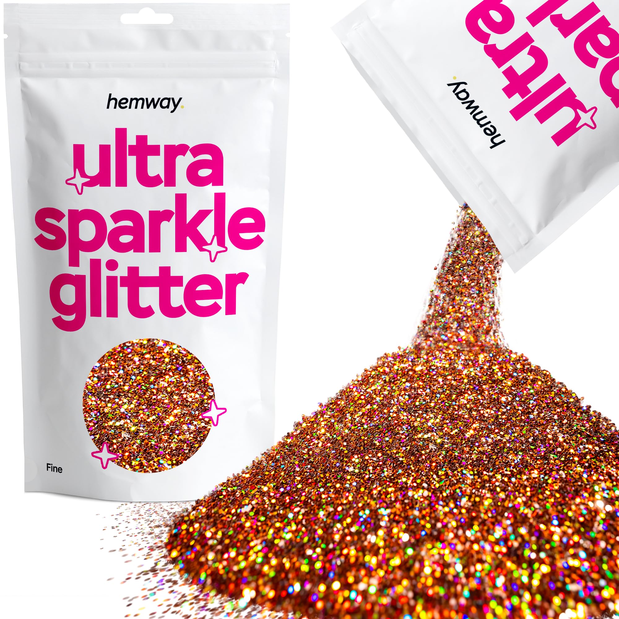 Hemway Ultra Sparkle Glitter Bronze Brown Holographic 100g Fine | Glitter for Arts & Craft, Makeup, Nail Art, Crafting, Card Making, Sparkle Decoration