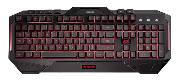 Asus Cerberus Gaming Tastatur (beleuchtet, 12 Makro Tasten, USB, deutsches Layout) schwarz