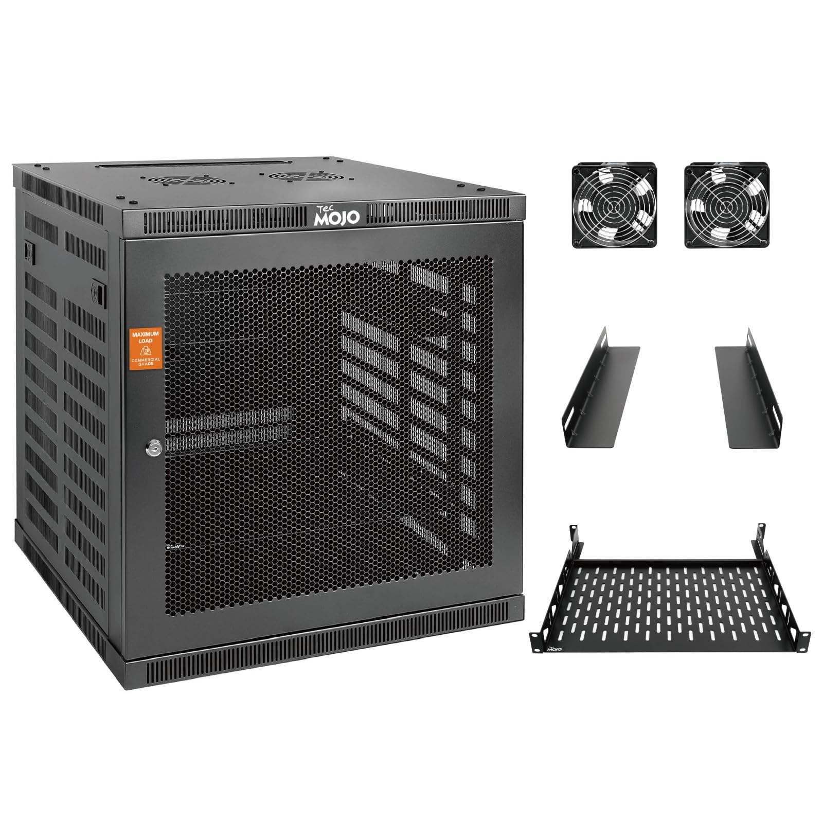 Tecmojo 12U Wall Mount Rack Cabinet, Heavy-Duty 176 Lbs High Load ...