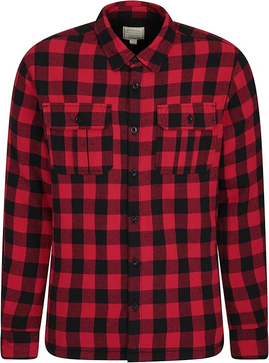 Mountain Warehouse Stream Mens Flannel Lined Checked Shirt with Two