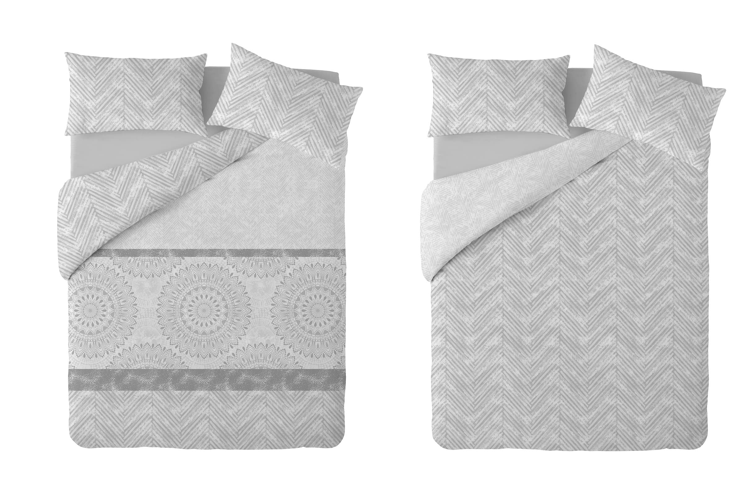 Textilhome - Bedding Duvet Cover Set king size Reversible printed, kingsize 240x220cm, Cover Set king Cover with 2 Pillowcase 70x40cm. Gray