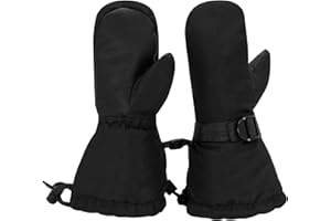 JAN & JUL Toddler Mittens Waterproof Fleece-Lined Stay-On (Black, S: 2-4Y)