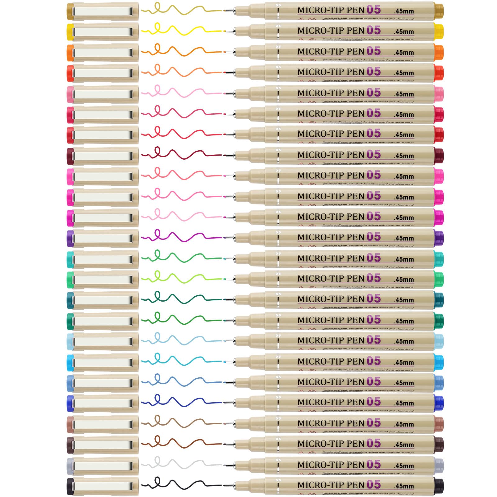 Attom Tech Art 24 Colours Fineliner Set - Micron Fineliner Pens, Perfect for Sketching, Anime, Technical Drawing, Manga, Ink Pens for Office and Art Supplies - Waterproof, Colourful, Fine Lines