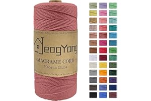 JeogYong Macrame Cord 2mm x 218 Yards, 3-Strand Twisted Natural Cotton Rope, Cotton String Coloured Craft Cord for Plant Hanger Wall Hanging Knitting Crafts, Golden Needle Red Color