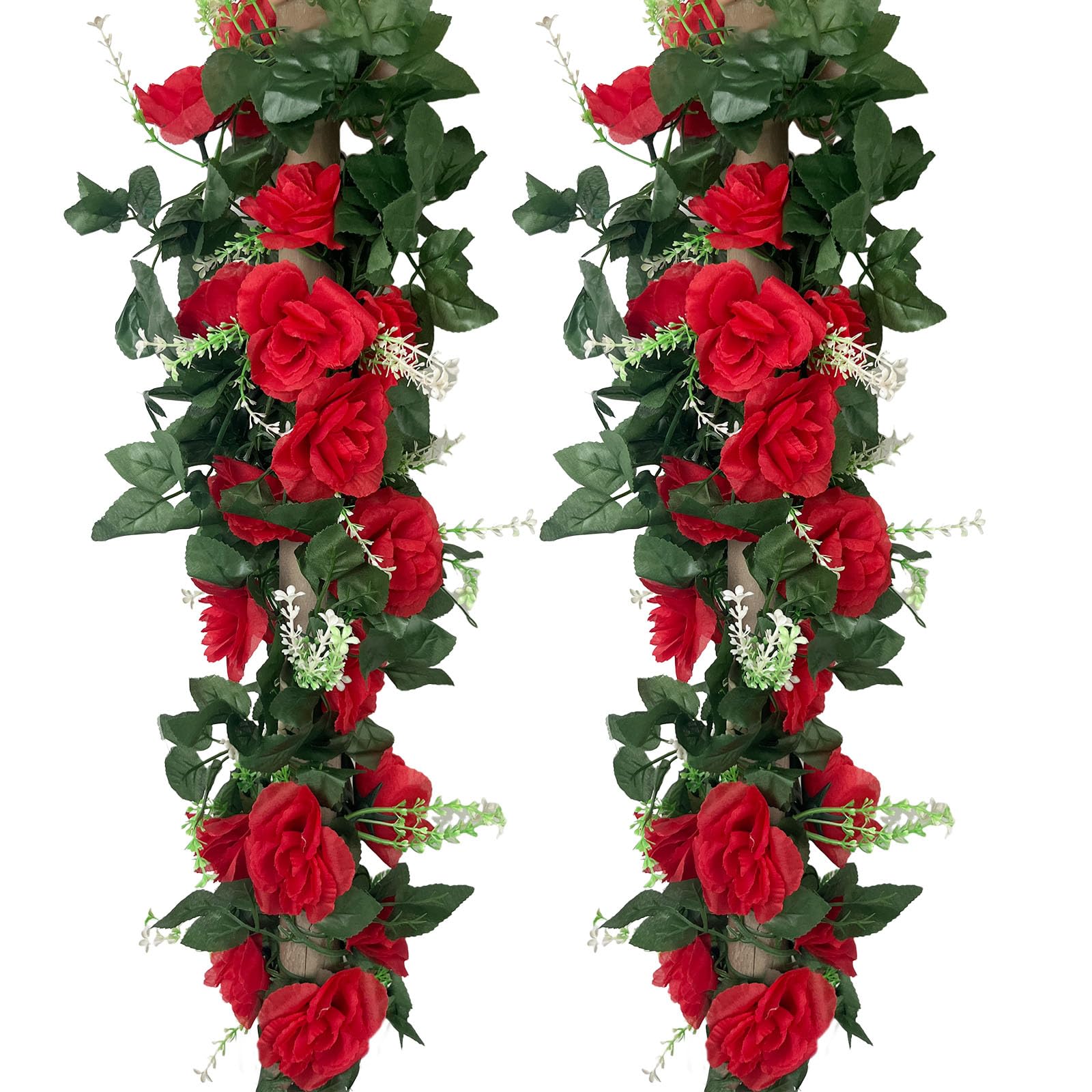 Photo 1 of 4Pcs 28Ft Red Rose Garland, Fake Flower Vines, Artificial Vine Flowers, Rose Hanging Garland for Party Wedding, Garden, Room Table, Christmas, Backdrop Wall Arch Decor