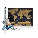 Premium World Scratch Off Travel Map &ndash; Perfect Traveller&rsquo;s Personalized Gift, Creative & Detailed Wall Poster + FREE Scratch Pen & Exclusive E-Book