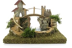FERRARI & ARRIGHETTI BERTONI Wooden Mountain Lake with Bridge and Tree, Wood, Multi-Colour, One Size