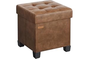 SONGMICS Storage Ottoman, Cube Ottoman with Legs, 38 x 38 x 40 cm, Footstool, Footrest, 37 L, Synthetic Leather, for Bedroom,