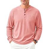 Little Beauty Henley Shirts for Men Long Sleeve Casual Stretch Fall Top | Soft stretch long sleeve henley Shirt, Front pocket,breathable fabric, classic style, all-day comfort for spring/fall/winter