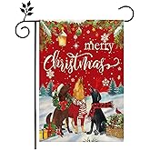 Christmas Dogs Garden Flag 12x18 inch Double Sided christmas winter Decorations Burlap Yard Flag