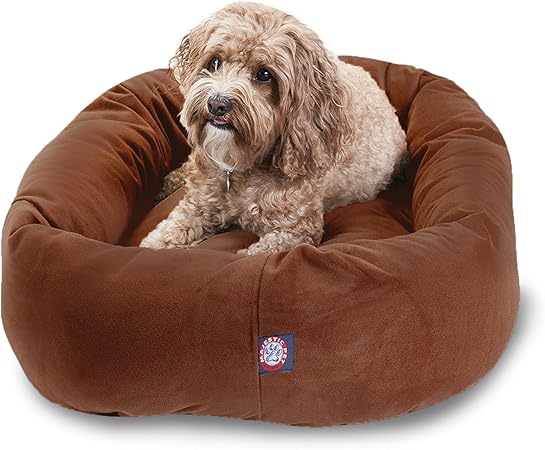 Amazon Com 32 Inch Rust Suede Bagel Dog Bed By Majestic Pet Products Pet Supplies