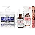 Advanced Clinicals 10% Glycolic Acid + Lactic Acid Body Lotion Moisturizer + Glycolic Acid Face Serum 2pc Skin Care Bundle | Exfoliating KP Bump Eraser Body Cream | Keratosis Pilaris | Fragrance Free