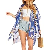 Moss Rose Women's Chiffon Long Kimono Beach Cover up for Summer Bathing Suits Cardigans Casual Loose Swimwear