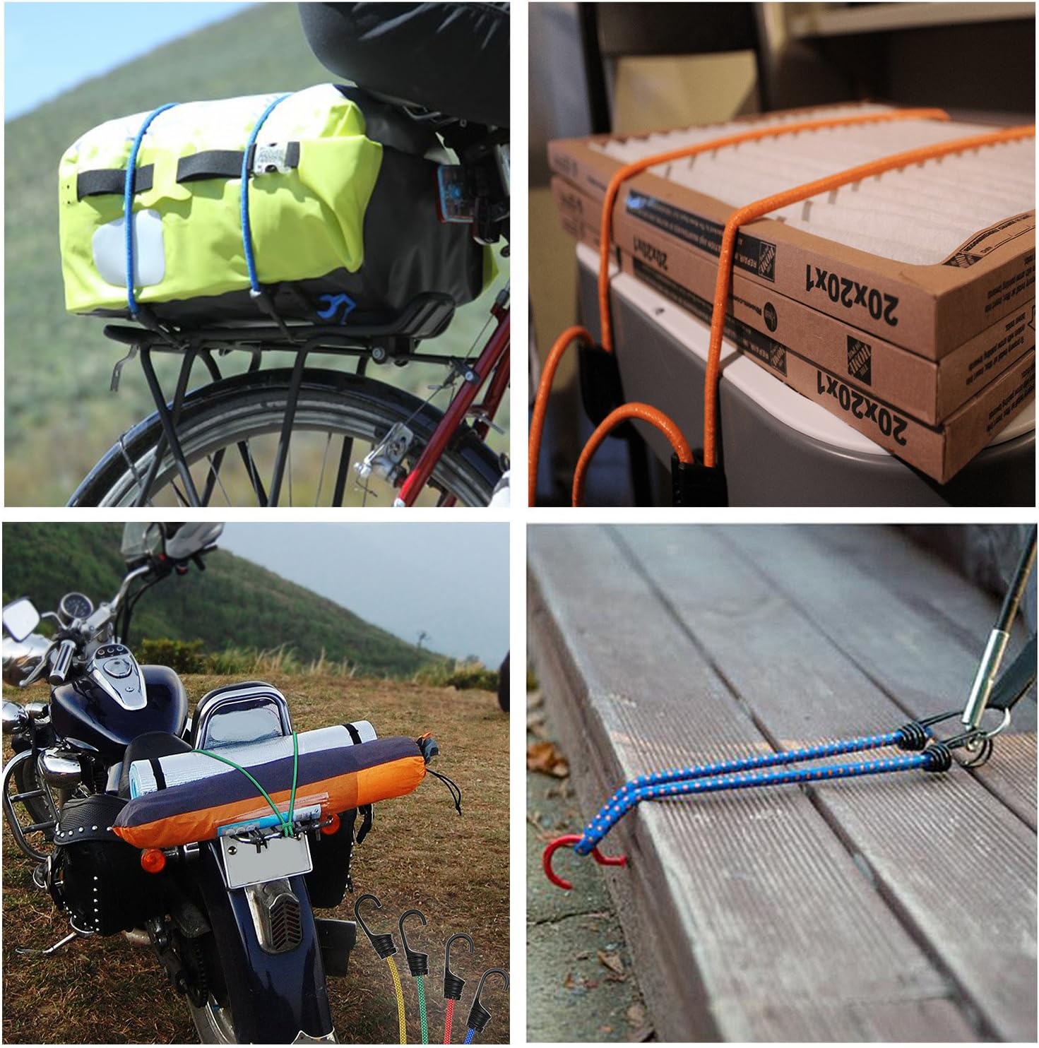 EFFICERE Best Choice 24-Piece Premium Bungee Cord Assortment in Storage Jar - Includes 10”, 18”, 24”, 32”, 40” Bungee Cords and 8” Canopy/Tarp Ball Ties - - 