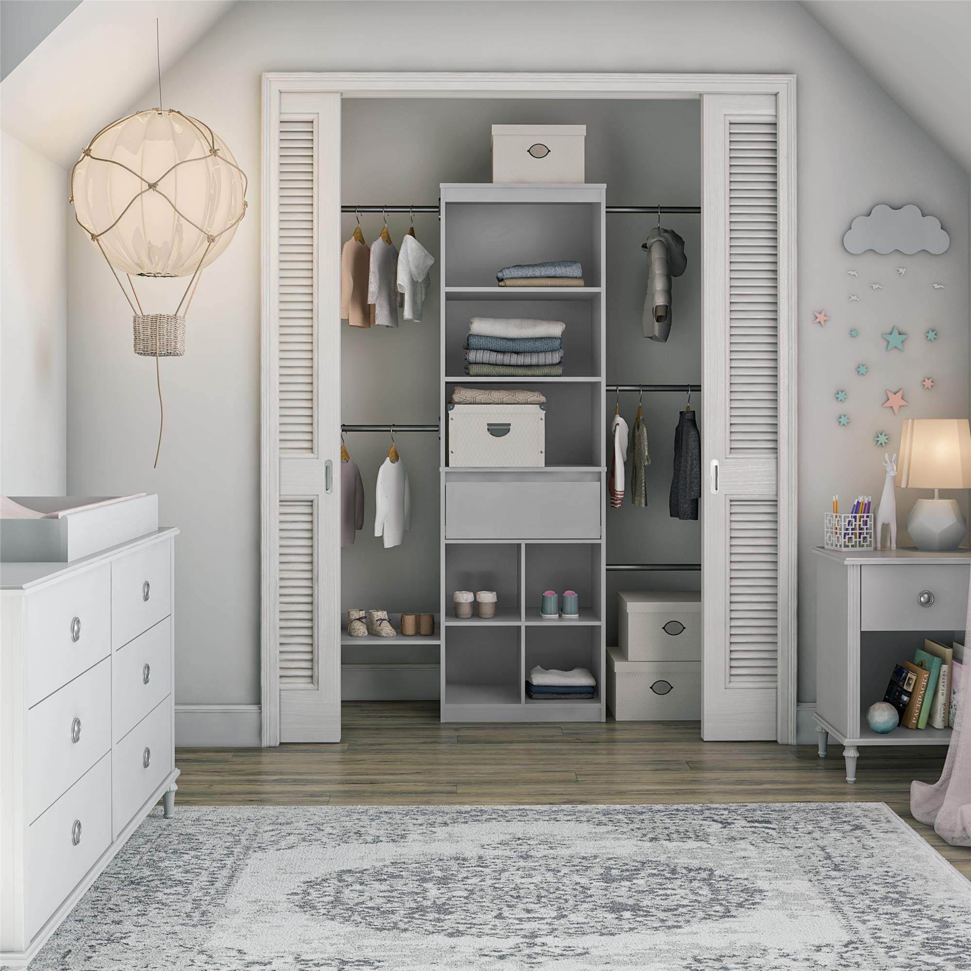 Photo 1 of Max & Finn Little Seeds Grow with Me Grey Adjustable Kids' Closet Organizer System