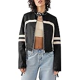 Saodimallsu Women’s Faux Leather Jackets Zip Up Stand Collar Cropped Motocross PU Coats