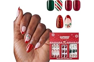 KISS imPRESS Press On Nails Limited Edition Holiday Gift Set #11, 3-Pack, Improved Super Hold Adhesive, 90 Fake Nails, 3 Prep Pads, 3 Mini Nail Files, & 3 Manicure Sticks