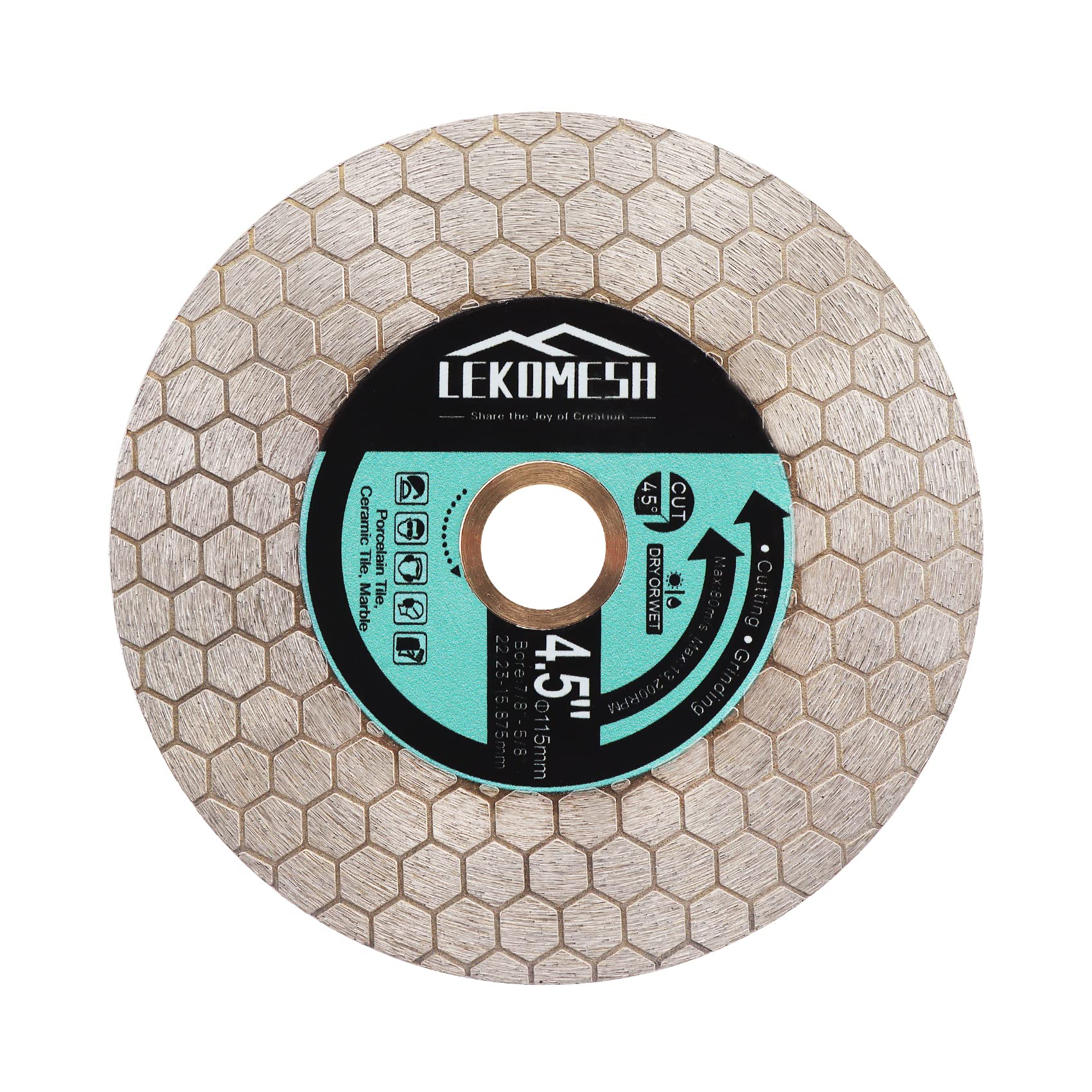 115mm Diamond Cutting Discs - LEKOMESH Double-Sided Tile Cutting Disc, Grinder Blades for Cutting & Grinding Porcelain, Ceramic Tile, Marble, Granite, Artificial Stone, Hexagon Arbor