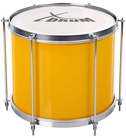 XDrum SSD-1210 Surdo Samba Trommel, brasilianische Basstrommel 12' x 10' (3 kg, Aluminium, 6 Spannstangen) gelb-silber