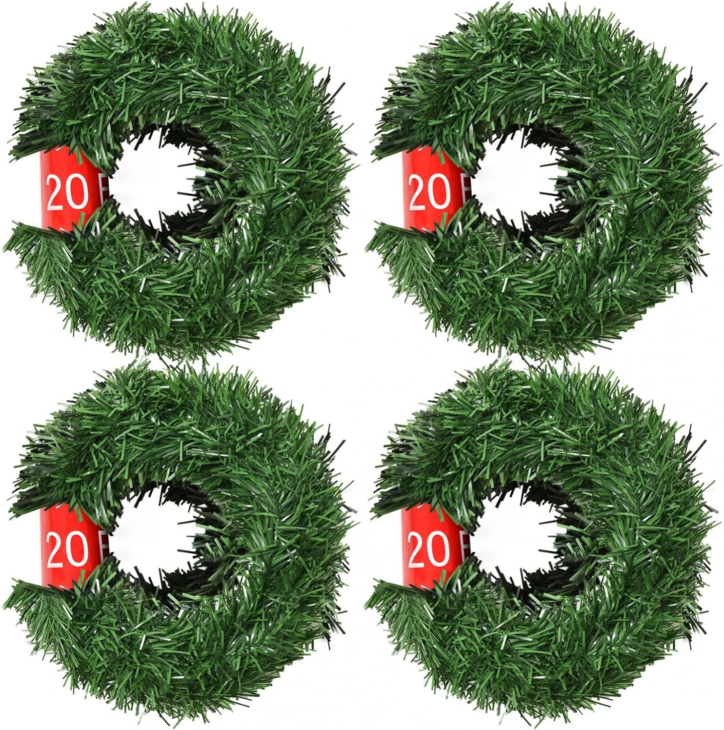 Wreaths, Garlands & Swags - Timoo 80 Ft Christmas Garland Greenery 4 Strands Green Garland Christmas Artificial Pine Garland Soft Garland Holiday Garland Greenery Christmas Greenery Decorations for Stair Fireplace Outdoor Indoor