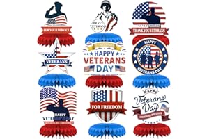 AUSHENKE Veterans Day Decorations Happy Veterans Day Centerpiece for Veterans Party Supplies, 9PCS