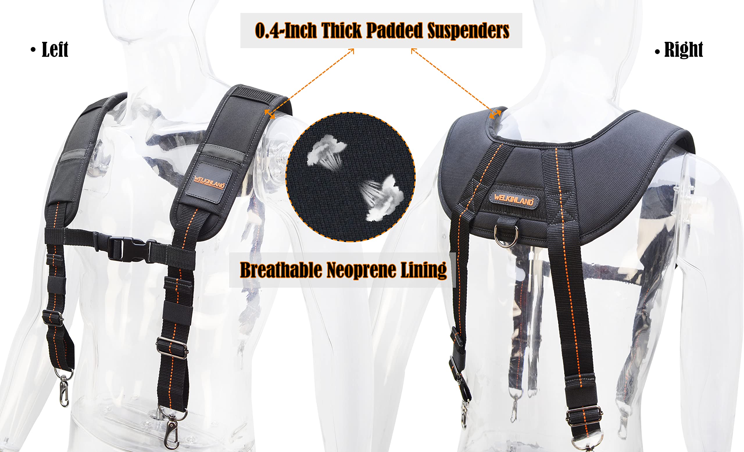 WELKINLAND 39Pockets Tool Belts for Men with Suspenders, 4