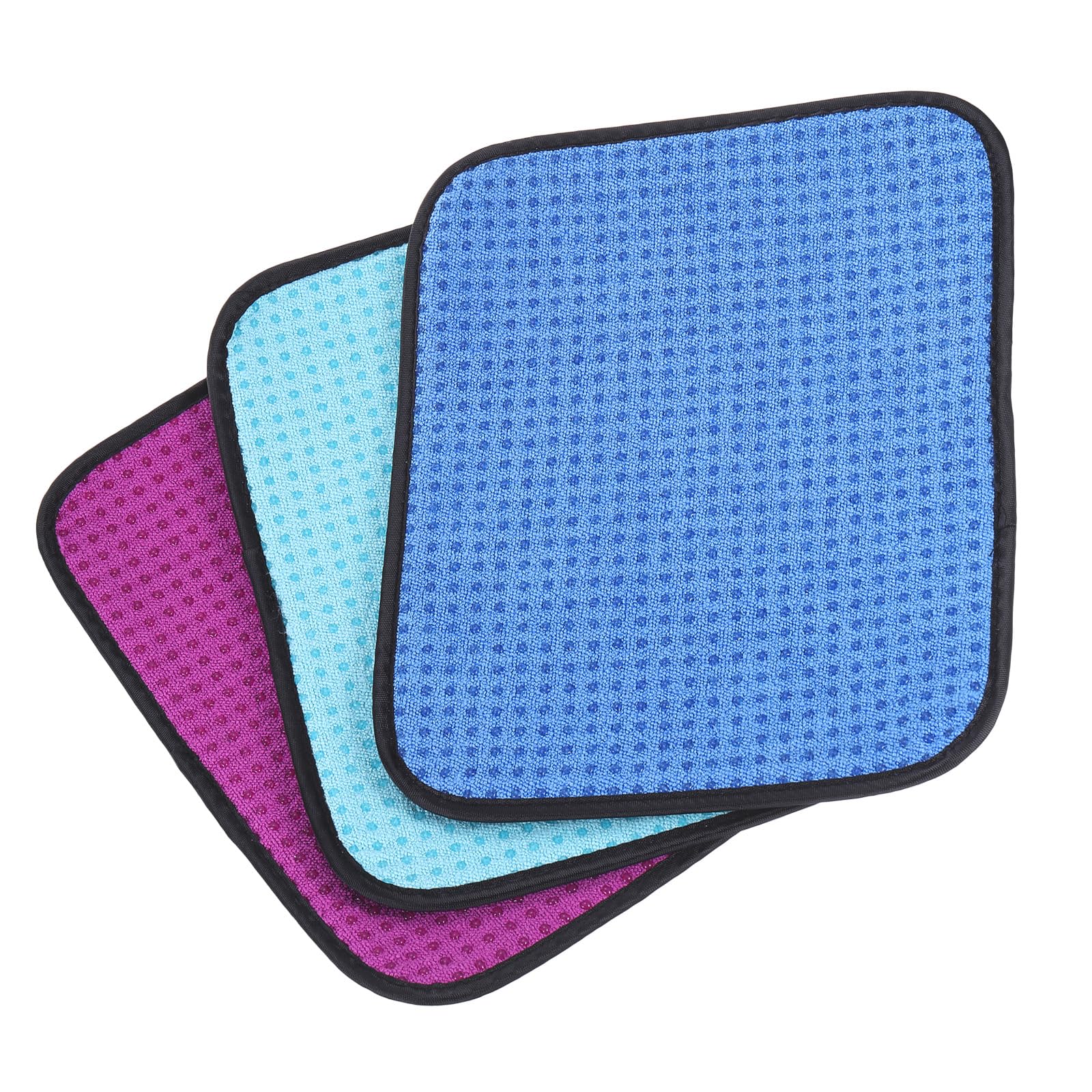 PATIKIL Microfiber Bowling Ball Shammy Pad 10" x 8", 3 Pack Bowling Ball Towel Cleaner Non-Slip Bowling Accessories for Men, Green/Red/Blue