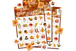 GMEMNOV Fall Bingo Game Cards - 24 Players Fall Festival Party Games Autumn Bingo Cards Thanksgiving Party Supplies for School Classroom Family Activities