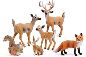 UANDME Forest Animals Figures, Woodland Creatures Figurines, Miniature Toys Cake Toppers (Deer Family, Fox, Rabbit, Squirrel)