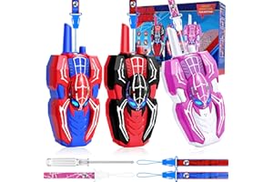Vvinca Spider Walkie Talkies for Kids Toys Ages 3 4 5 6 7 8 9 10 Boys Girls 3 Pack Superhero Toys Lanyard Long Range Clear Sound Outdoor Game Camping Gear Spy Gadgets & Easter Christmas Birthday Gifts