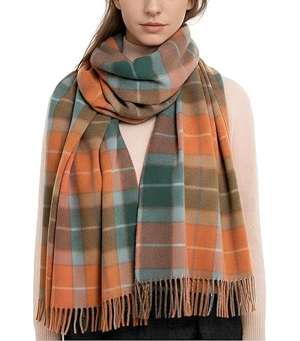 Écharpe Pour Homme En Cachemire D'Écosse - Motif Carreaux Camel/Rouge/Blanc - Qualité Supérieure, Neuf Avec Étiquettes