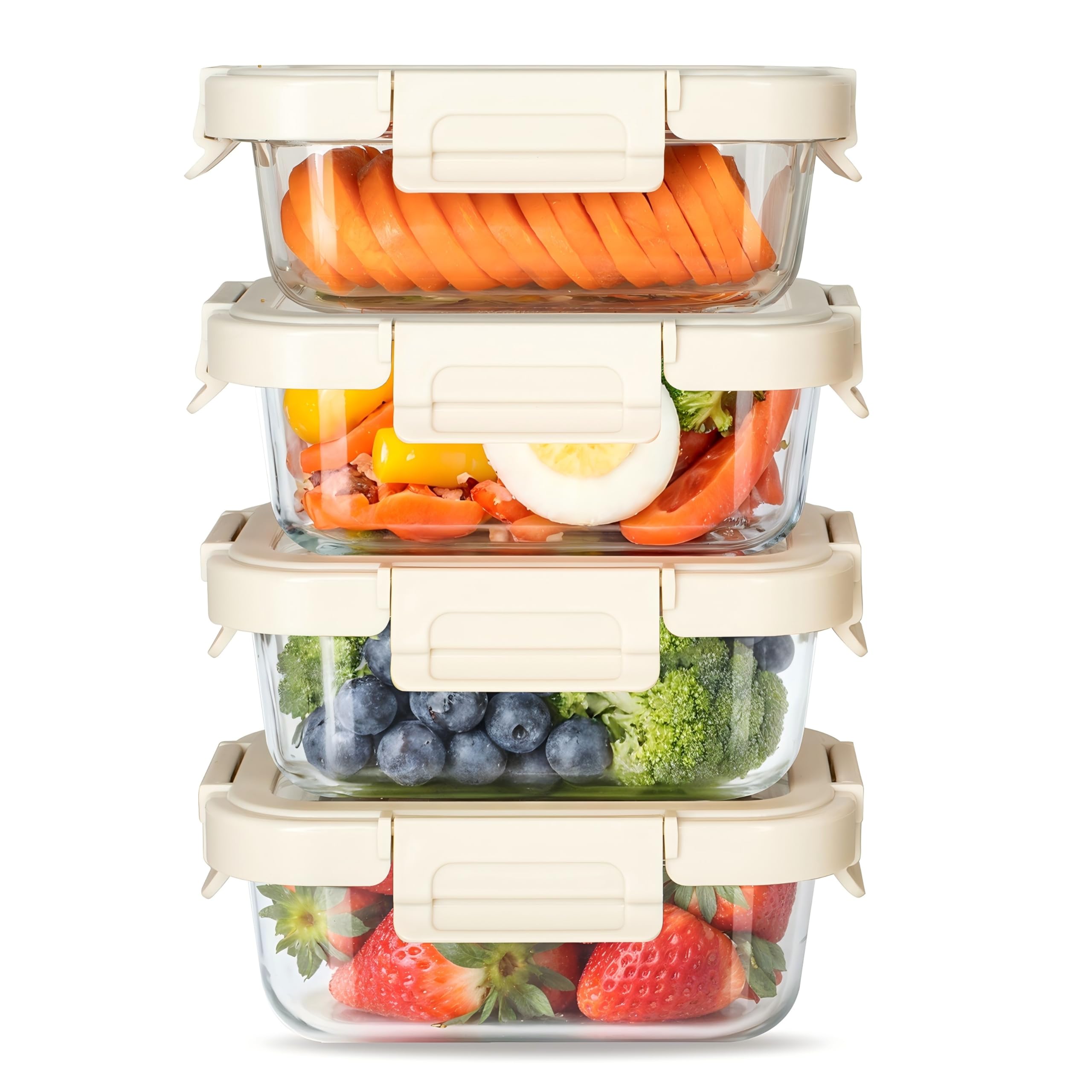 Photo 1 of Simple Deluxe Food Meal Prep Containers with Exclusive Glass Lids, Glass Storage Containers with Lids, BPA-Free, Glass Lunch Boxes for Lunch, Pantry Organizers and Storage, Freezer to Oven Safe