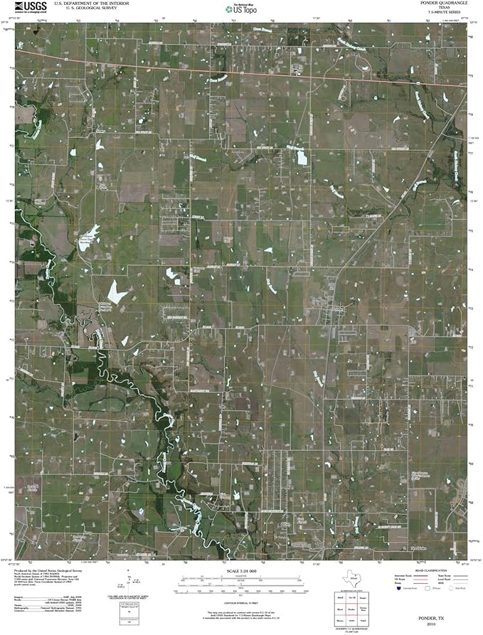 2010 Ponder, TX Texas USGS Historical Topographic Map