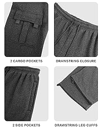 Men's Cargo Sweatpants Casual Fleece Joggers Loose