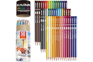 KALOUR Premium Colored Pencils,Set of 50 Colors,Artists Soft Core with Vibrant Color,Ideal for Layering Blending Shading,Color Pencils for Adults Beginners Coloring Book…