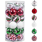 Valery Madelyn Christmas Ornaments Tree Decorations, 30ct Red Green White Shatterproof Christmas Ball Ornaments Set, 2 Inch Decorative Hanging Ornament Bulk for Xmas Holiday Party Decor