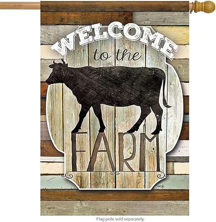 Amazon Com Welcome To The Farm House Flag Farm Primitive Cow