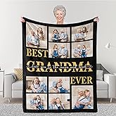 Prints Fun Personalized Mother's Day Blanket Gifts for Best Grandma Ever, Custom Blanket with Photo, Customized Birthday Gifts for Grandma Nana from Granddaughter Grandson