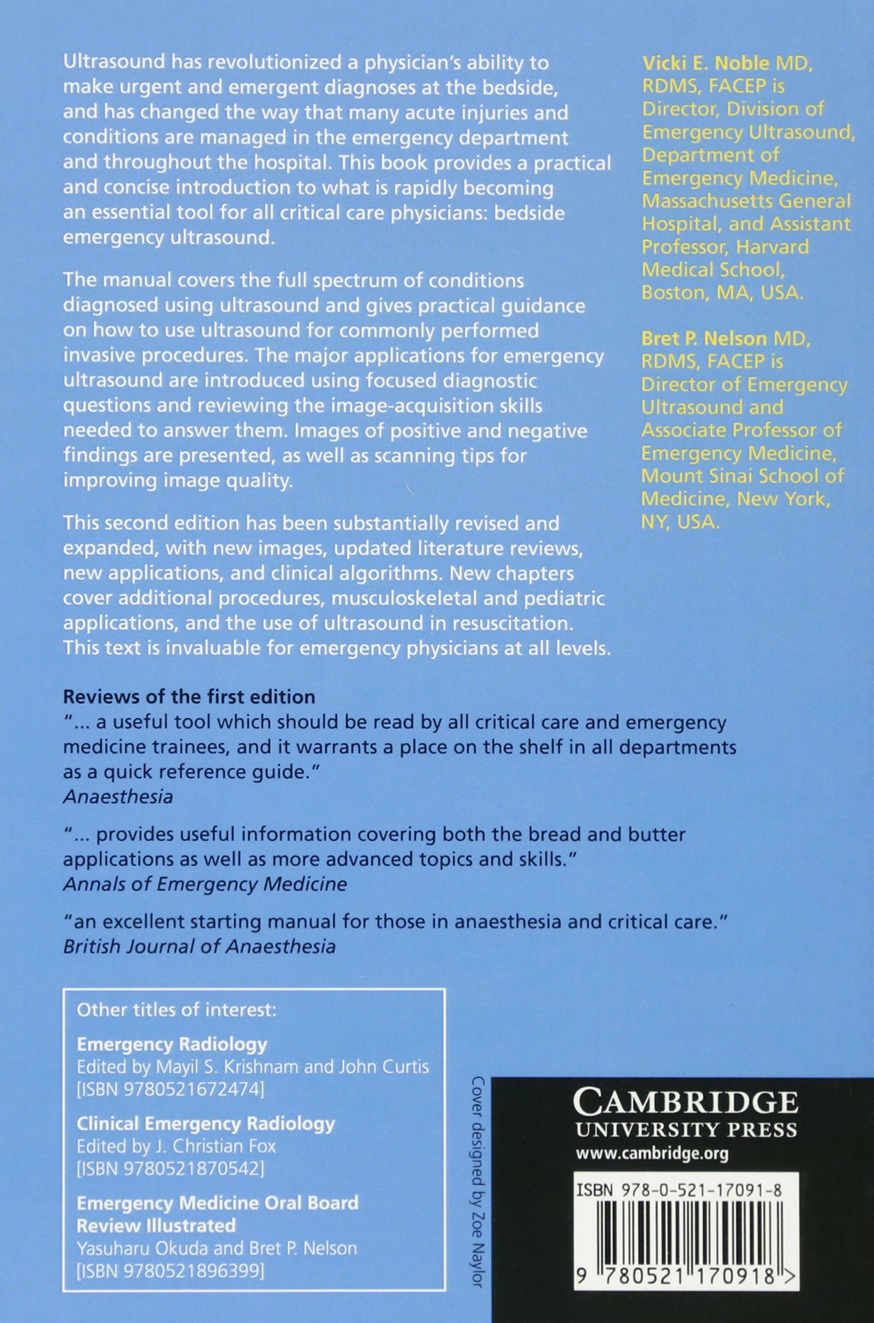 Manual of Emergency and Critical Care Ultrasound: Amazon.co.uk: Vicki E.  Noble, Bret P. Nelson: 9780521170918: Books