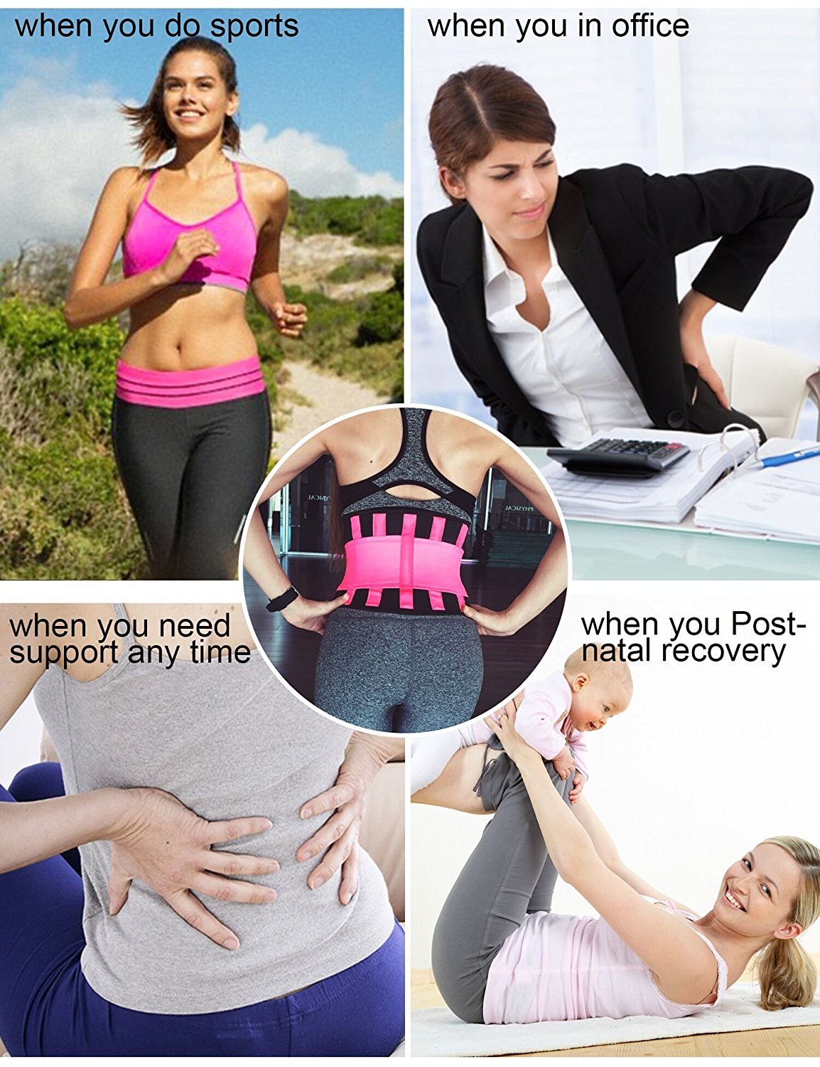 QEESMEI Women\'s Waist Trainer Belt-Waist Cincher Trimmer-Slimming Body Shaper Belt-Sport Girdle Belt (Rose, X-Large)