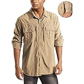 MAGCOMSEN Men's UPF 50+ Sun Protection Shirts, Button Down Long Sleeve Shirt for Hiking, Fishing, Safari